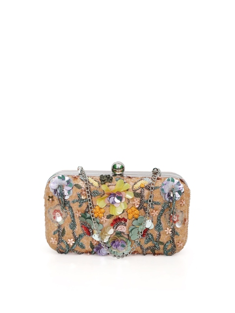 

Diwaah Women Beige & Yellow Embellished Box Clutch