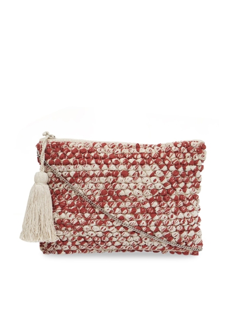 

Diwaah Red & White Self Design Sling Bag with Tassels