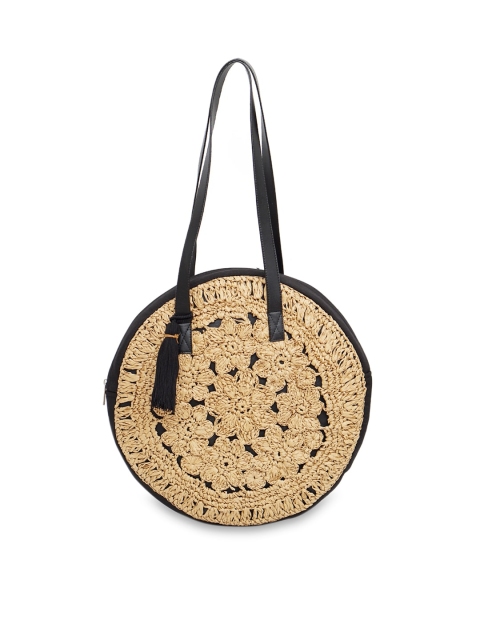 

Diwaah Black & Beige Textured Cotton Shoulder Bag
