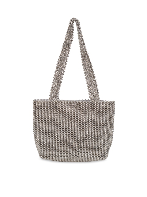 

Diwaah Silver-Toned Embellished Shopper Tote Bag
