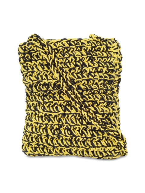 

Diwaah Yellow & Black Self Design Shopper Shoulder Bag