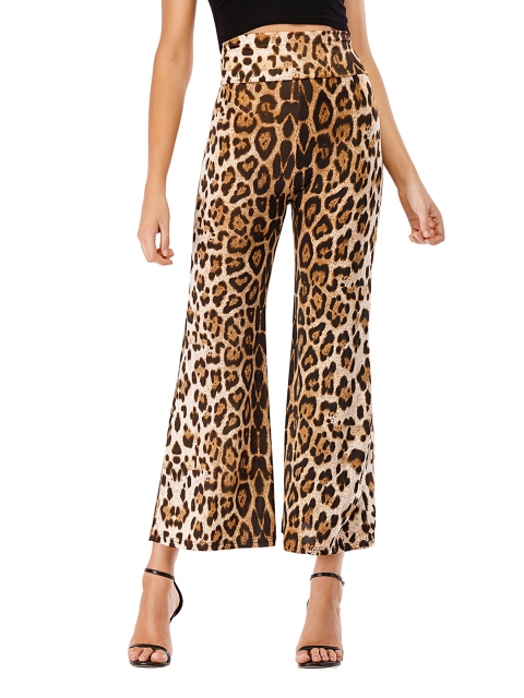

URBANIC Women Beige & Black Leopard Print Trousers