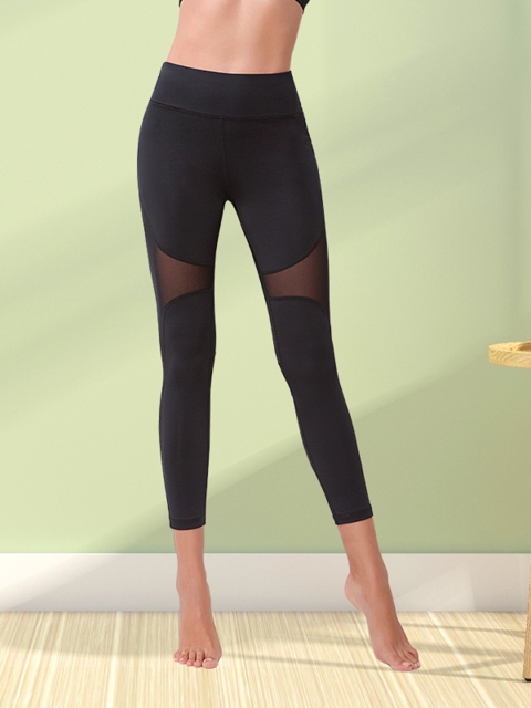 

URBANIC Women Black Mesh Panel Gym Tights