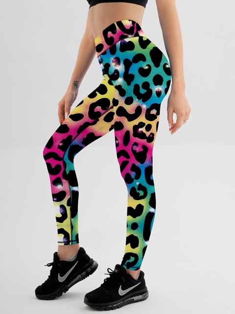 

URBANIC Women Multiocloured Slim Fit Animal Print Gym Tights, Multi