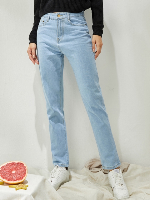 

URBANIC Women Blue Solid Mid Rise Cotton Jeans