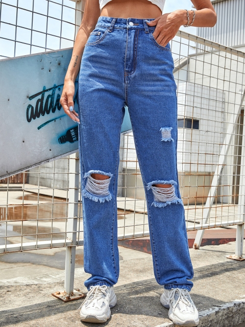 

URBANIC Women Blue Highly Distressed Jeans