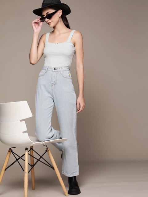 

URBANIC Women Blue Straight Leg Embroidered Jeans