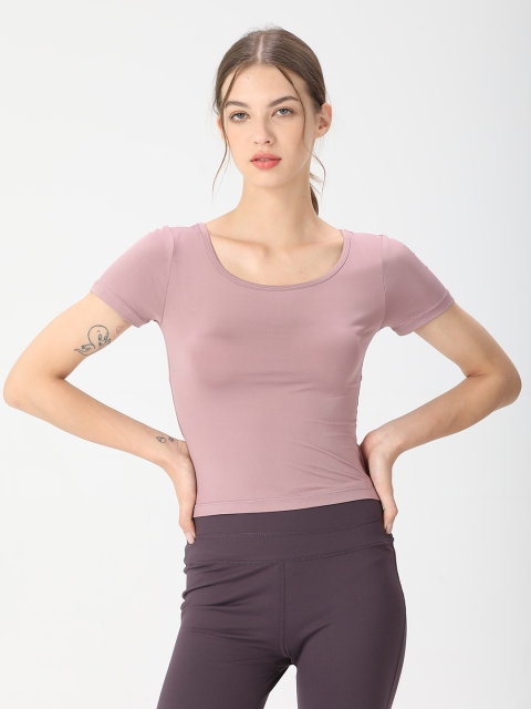 

URBANIC Women Pink Slim Fit T-shirt