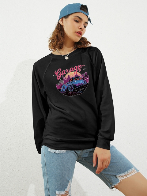 

URBANIC Women Black Printed Sweatshirt