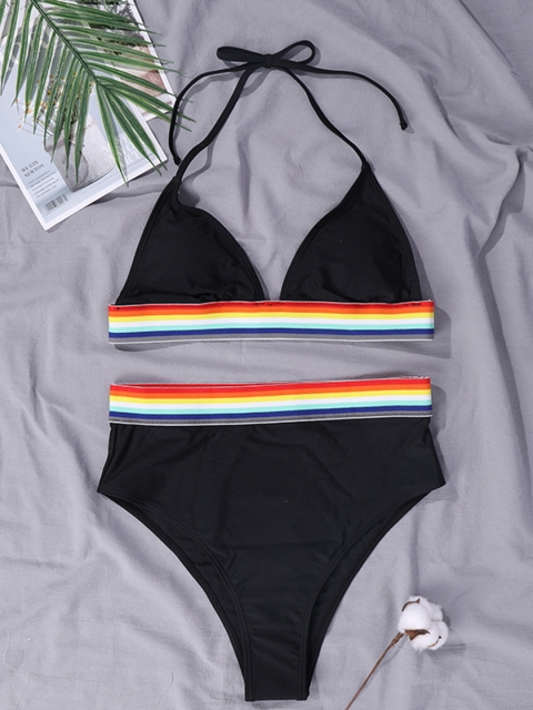 

URBANIC Women Black Solid Swim Bikini Set