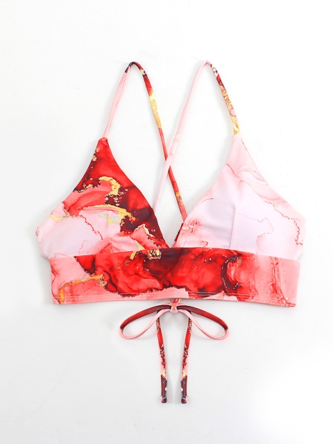 

URBANIC Red & Pink Abstract Printed Bikini Bra