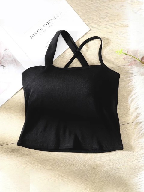 

URBANIC Black Solid Fitted Crop Top