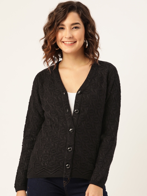

Madame Women Black Cable Knit Cardigan