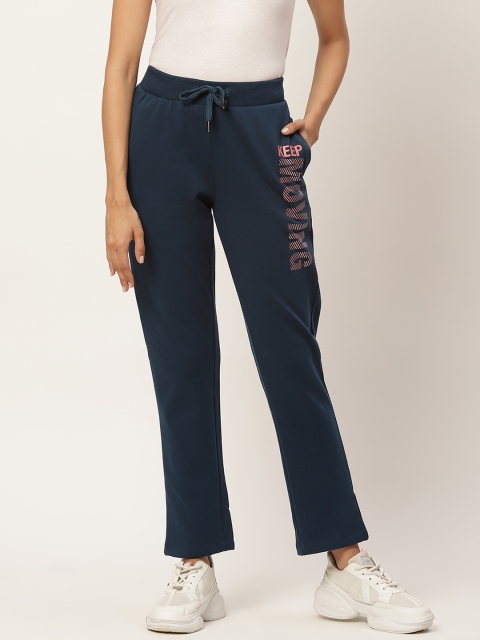 

Madame Women Navy Blue Placement Print Track Pants