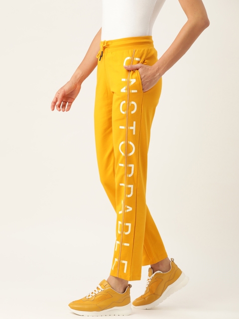 

Madame Women Mustard Yellow & White Printed Track Pants