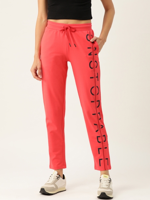 

Madame Women Coral Pink & Navy Blue Printed Track Pants