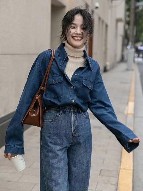 

URBANIC Women Blue Solid Longline Denim Shacket
