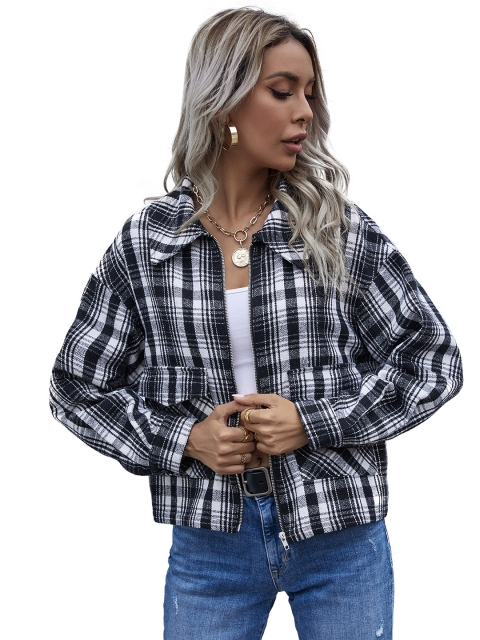 

URBANIC Women White & Black Checked Shacket