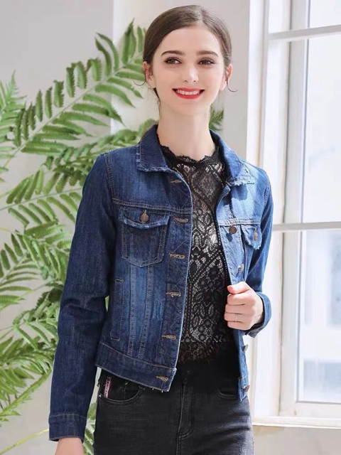 

URBANIC Women Navy Blue Washed Denim Jacket