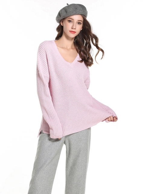 

URBANIC Women Pink Solid Longline Pullover
