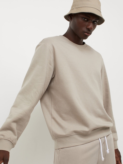 

H&M Men Beige Solid Relaxed Fit Sweatshirt