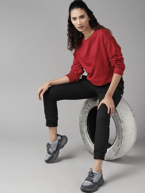 

Roadster Women Maroon & Black T-shirt with Trousers
