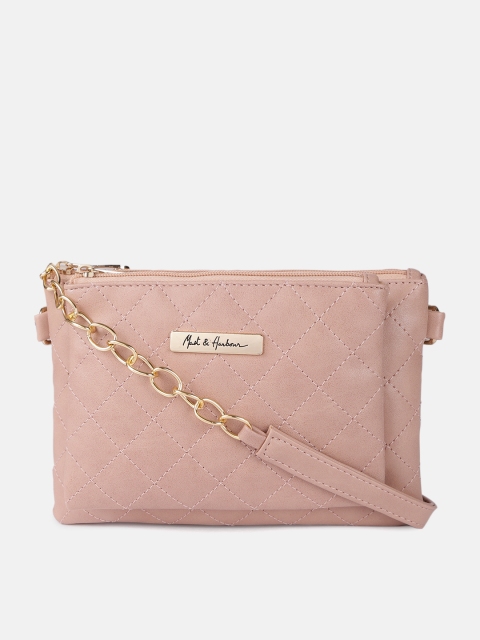 

Mast & Harbour Women Pink Checked Quilted Sling Bag