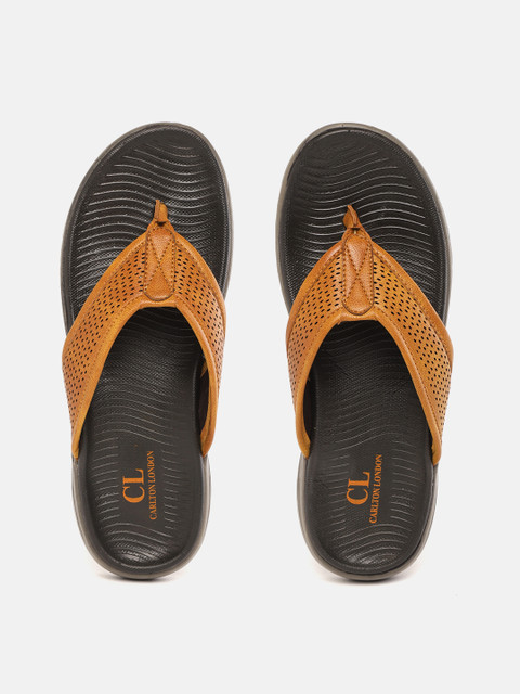 

Carlton London Men Tan Brown Perforated Comfort Sandals