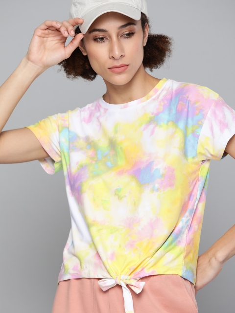 

Kook N Keech Yellow & Blue Tie and Dye Extended Sleeves Tie-Ups Top