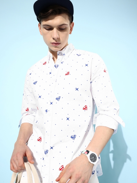 

Kook N Keech Superman Men White Conversational Quirky Printed Shirt