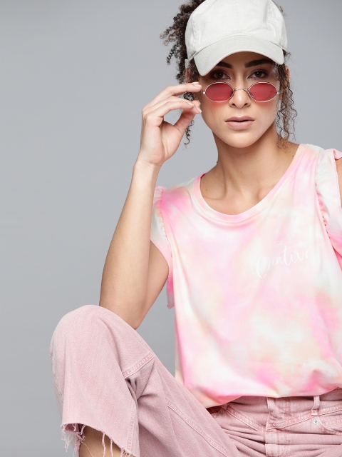 

Kook N Keech Pink Tie and Dye Ruffles Regular Top
