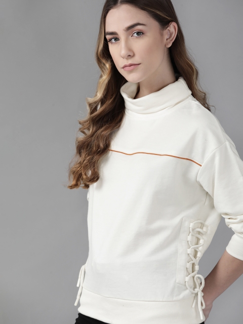 

Roadster Women Off White Sweatshirt