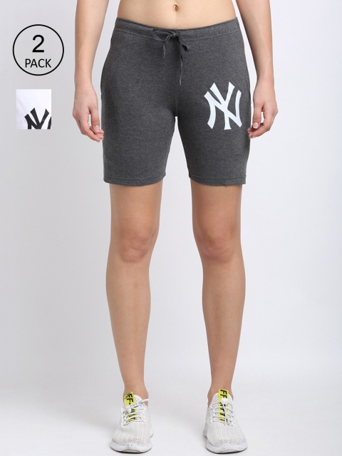 

VIMAL JONNEY Women Grey Printed Mid-Rise Sports Shorts
