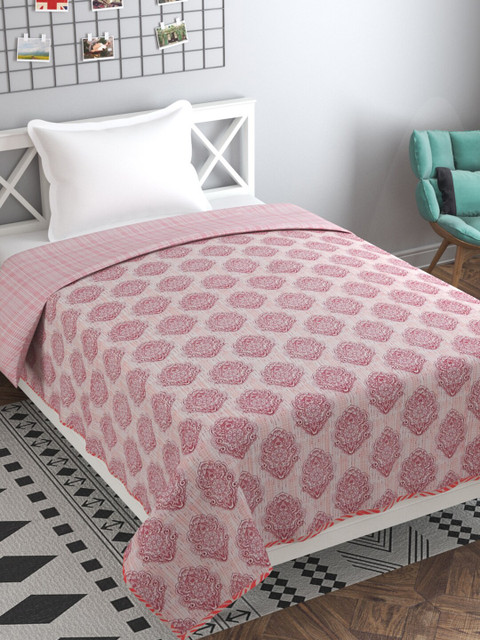 

Florida Pink Ethnic Motifs AC Room 120 GSM Single Bed Dohar