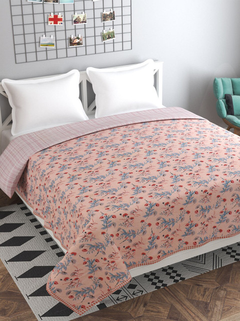 

Florida Pink & Grey Floral AC Room 120 GSM Double Bed Dohar