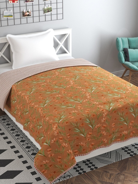 

Florida Brown & Pink Floral AC Room 120 GSM Single Bed Dohar