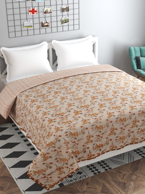 

Florida Beige & Grey Floral AC Room 120 GSM Double Bed Dohar