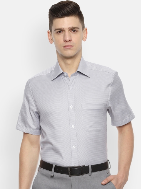 

Louis Philippe Men Grey Self Design Formal Shirt