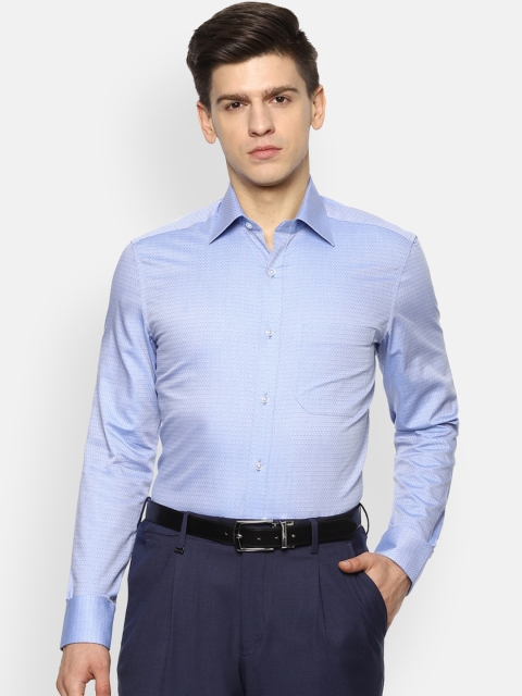 

Louis Philippe Men Blue Self Design Formal Shirt