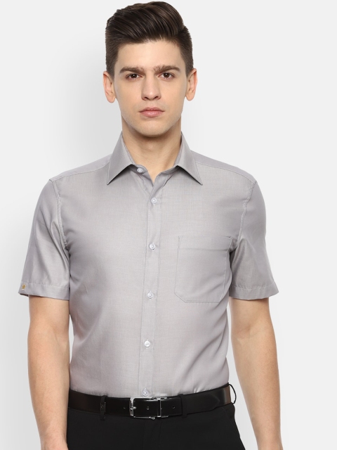 

Louis Philippe Men Grey Self Design Formal Shirt
