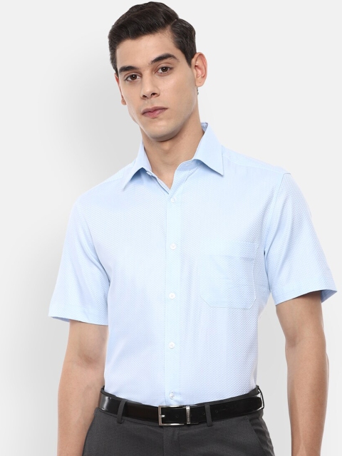 

Louis Philippe Men Blue Self Design Formal Shirt