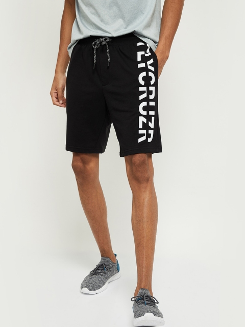 

max Men Black Mid-Rise Regular Shorts