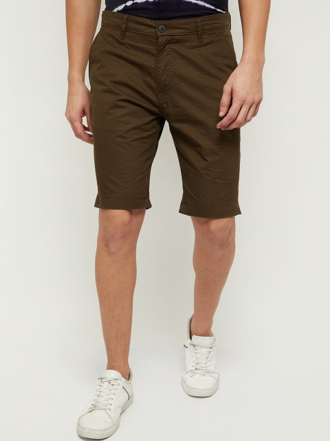 

max Men Khaki Printed Chino Shorts