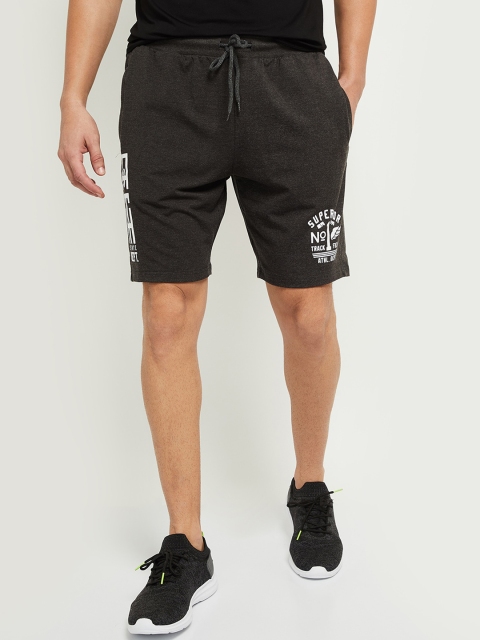 

max Men Charcoal Grey Mid-Rise Cotton Regular Shorts