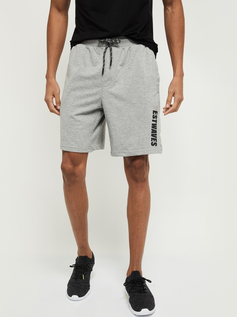 

max Men Grey Mid-Rise Sports Shorts