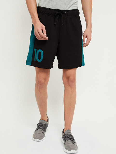

max Men Black Mid-Rise Cotton Sports Shorts