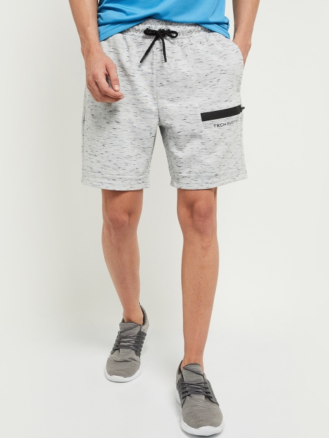 

max Men Grey Melange Mid-Rise Regular Shorts