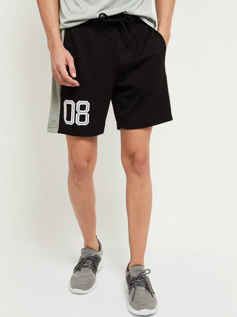 

max Men Black Mid-Rise Regular Shorts