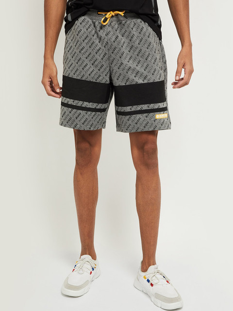 

max Men Grey Typography Printed Shorts
