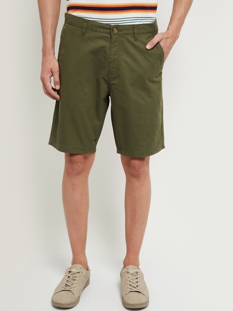 

max Men Green Mid-Rise Cotton Chino Shorts